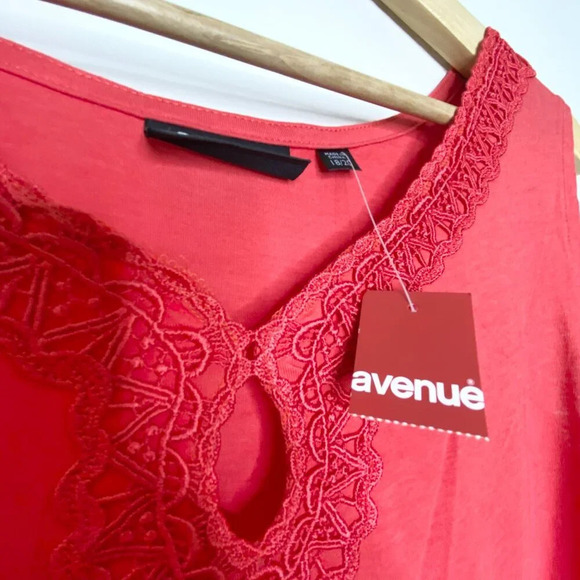 NWT Avenue Embroidered Tank Red/Orange Boho Keyhole Women's Size 18/20 1X - Picture 4 of 9